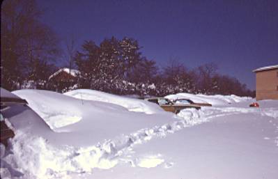 [Snow in the rear parking lot]