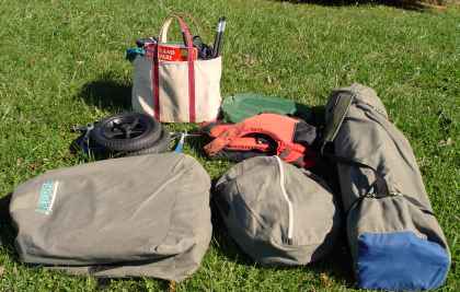 [Pile of gear for a day trip]