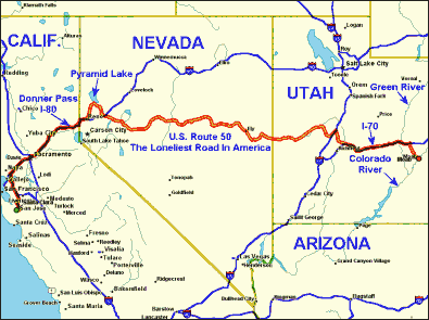 [Map of road trip to Moab, Utah.]