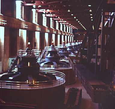 [Interior of power plant at Hoover Dam]