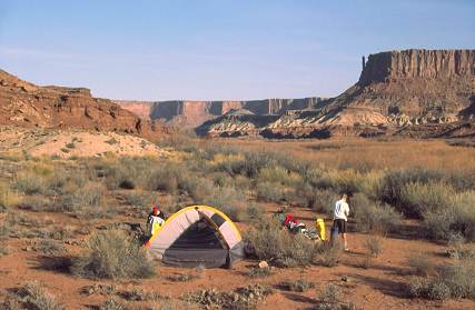 [Desert campsite.]
